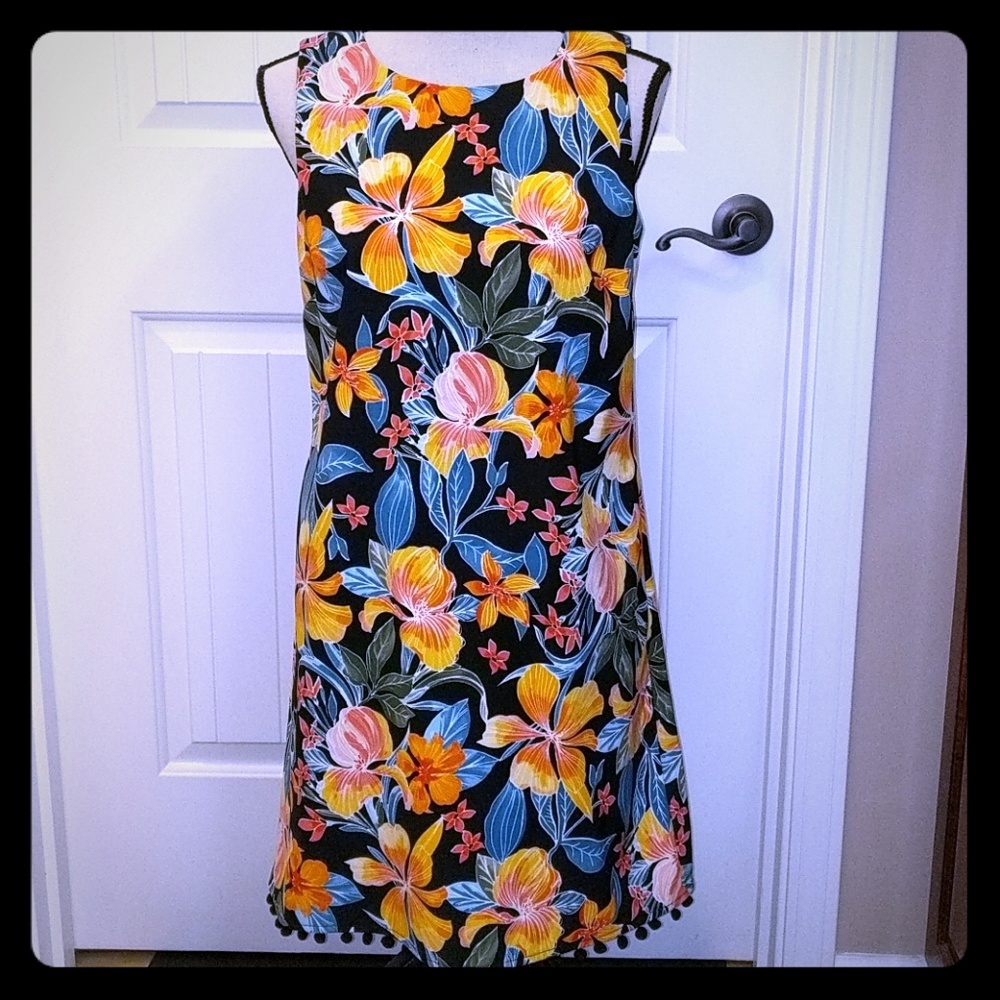NWT AGB tropical,black floral dress,6,
